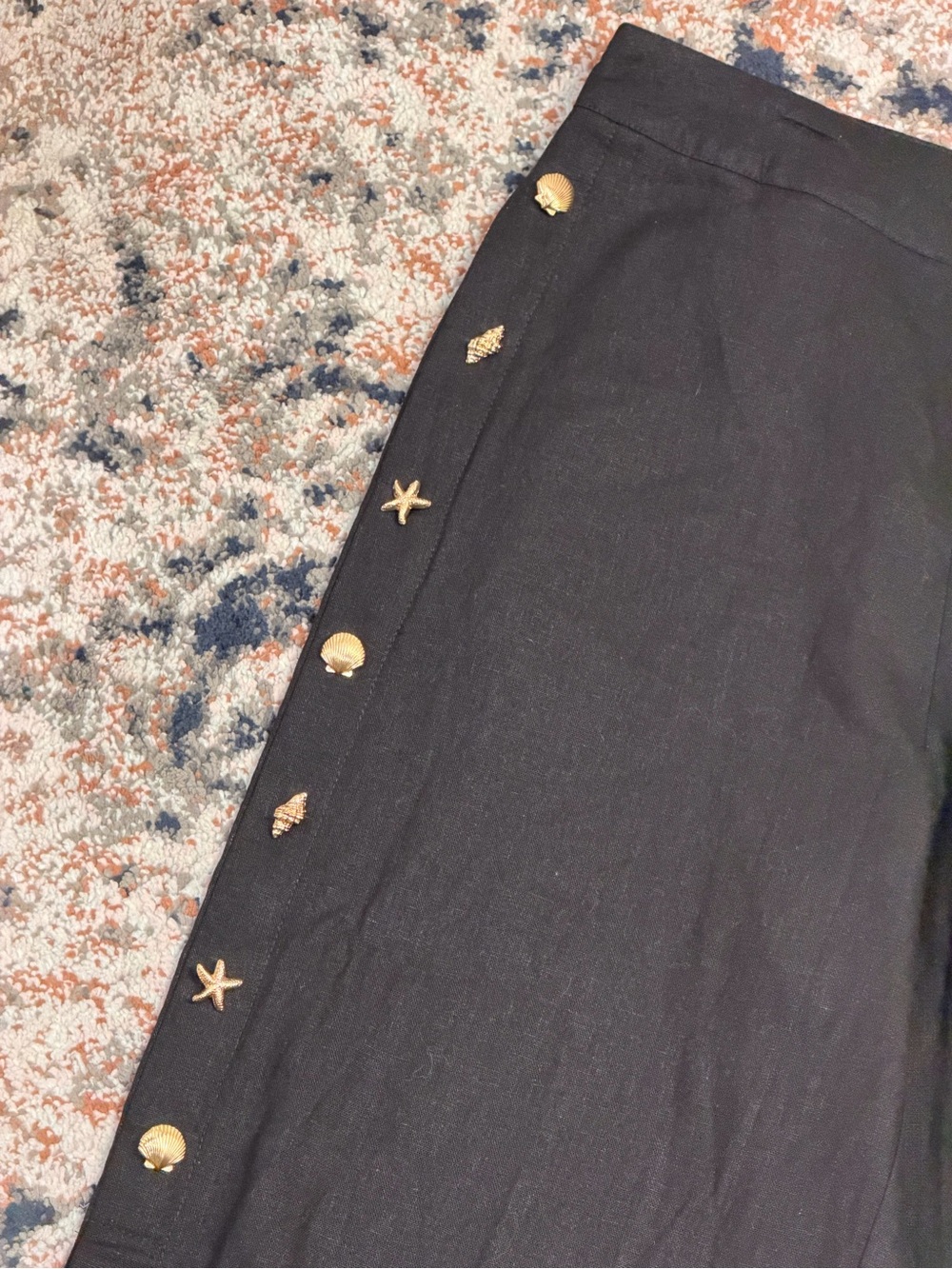 Cynthia Rowley Boho Black Linen Blend Wide Leg Pants Seashell Embellished Size S - Picture 6 of 10